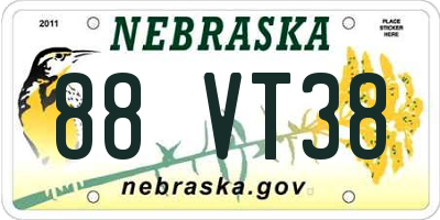 NE license plate 88VT38