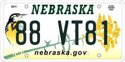 NE license plate 88VT81