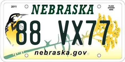 NE license plate 88VX77