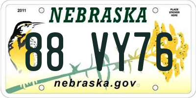 NE license plate 88VY76