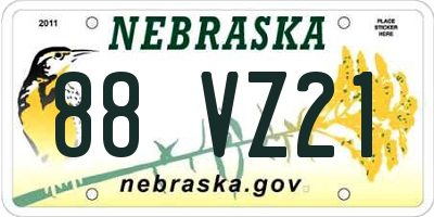 NE license plate 88VZ21