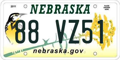 NE license plate 88VZ51