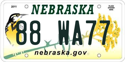 NE license plate 88WA77