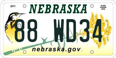 NE license plate 88WD34
