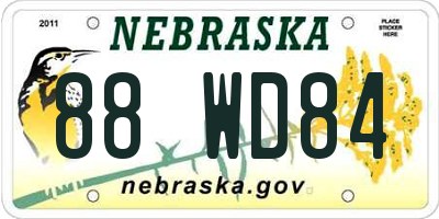 NE license plate 88WD84