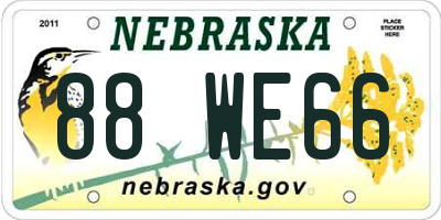 NE license plate 88WE66