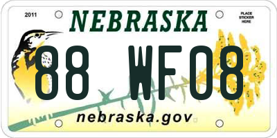 NE license plate 88WF08