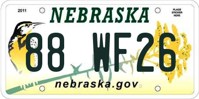 NE license plate 88WF26