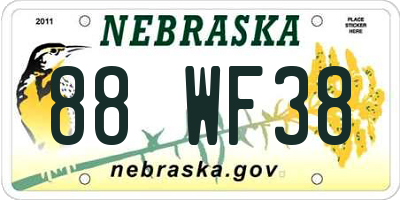 NE license plate 88WF38
