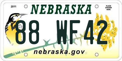 NE license plate 88WF42
