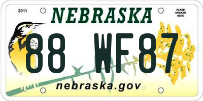 NE license plate 88WF87