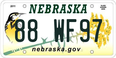 NE license plate 88WF97