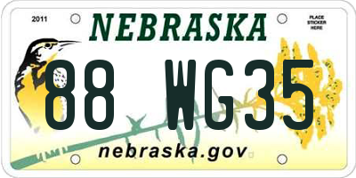 NE license plate 88WG35