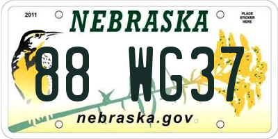 NE license plate 88WG37