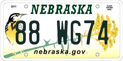 NE license plate 88WG74