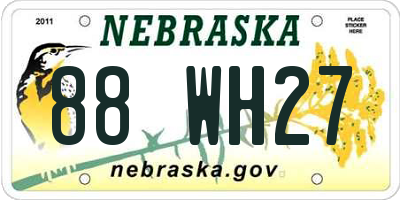 NE license plate 88WH27