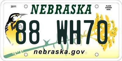 NE license plate 88WH70
