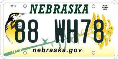 NE license plate 88WH78