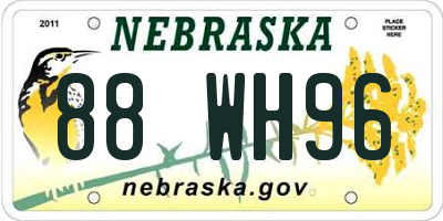 NE license plate 88WH96