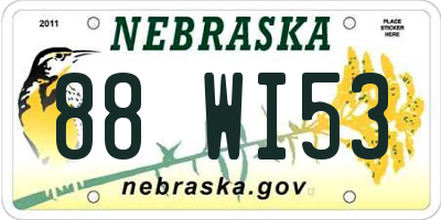 NE license plate 88WI53
