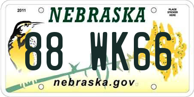 NE license plate 88WK66