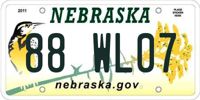 NE license plate 88WL07