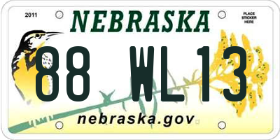 NE license plate 88WL13