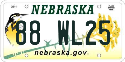 NE license plate 88WL25