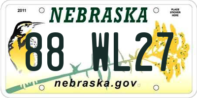 NE license plate 88WL27