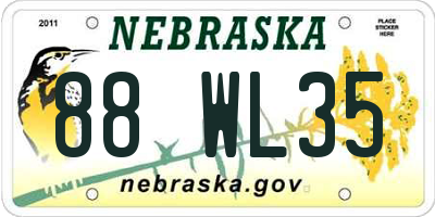 NE license plate 88WL35