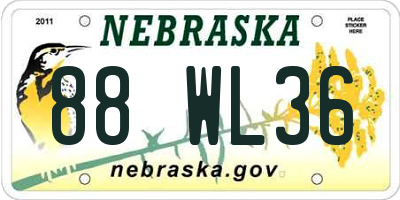 NE license plate 88WL36