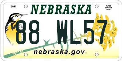 NE license plate 88WL57