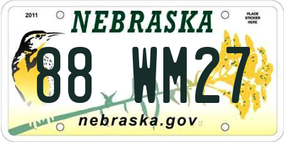 NE license plate 88WM27