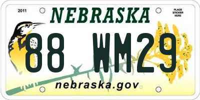 NE license plate 88WM29