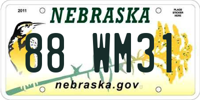 NE license plate 88WM31