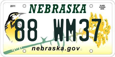 NE license plate 88WM37