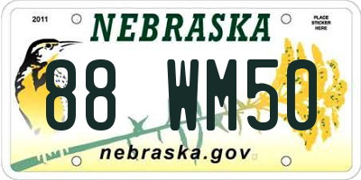 NE license plate 88WM50