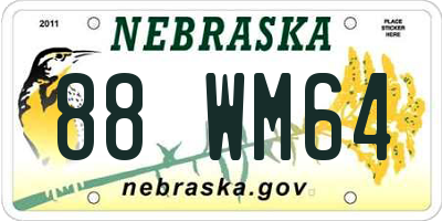 NE license plate 88WM64