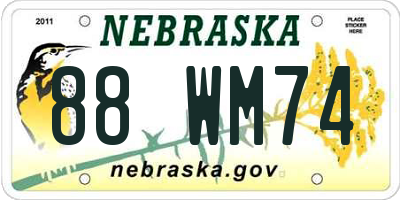 NE license plate 88WM74