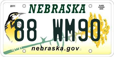 NE license plate 88WM90