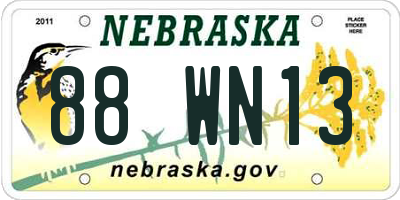 NE license plate 88WN13