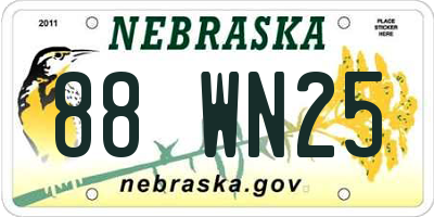 NE license plate 88WN25