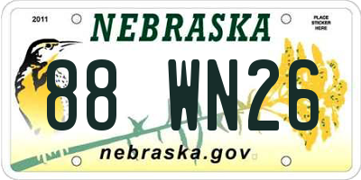 NE license plate 88WN26