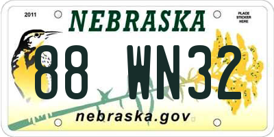 NE license plate 88WN32