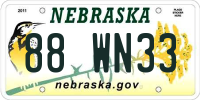 NE license plate 88WN33