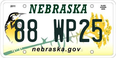 NE license plate 88WP25