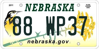 NE license plate 88WP37