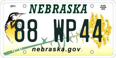 NE license plate 88WP44