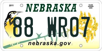 NE license plate 88WR07