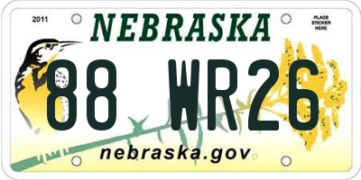 NE license plate 88WR26